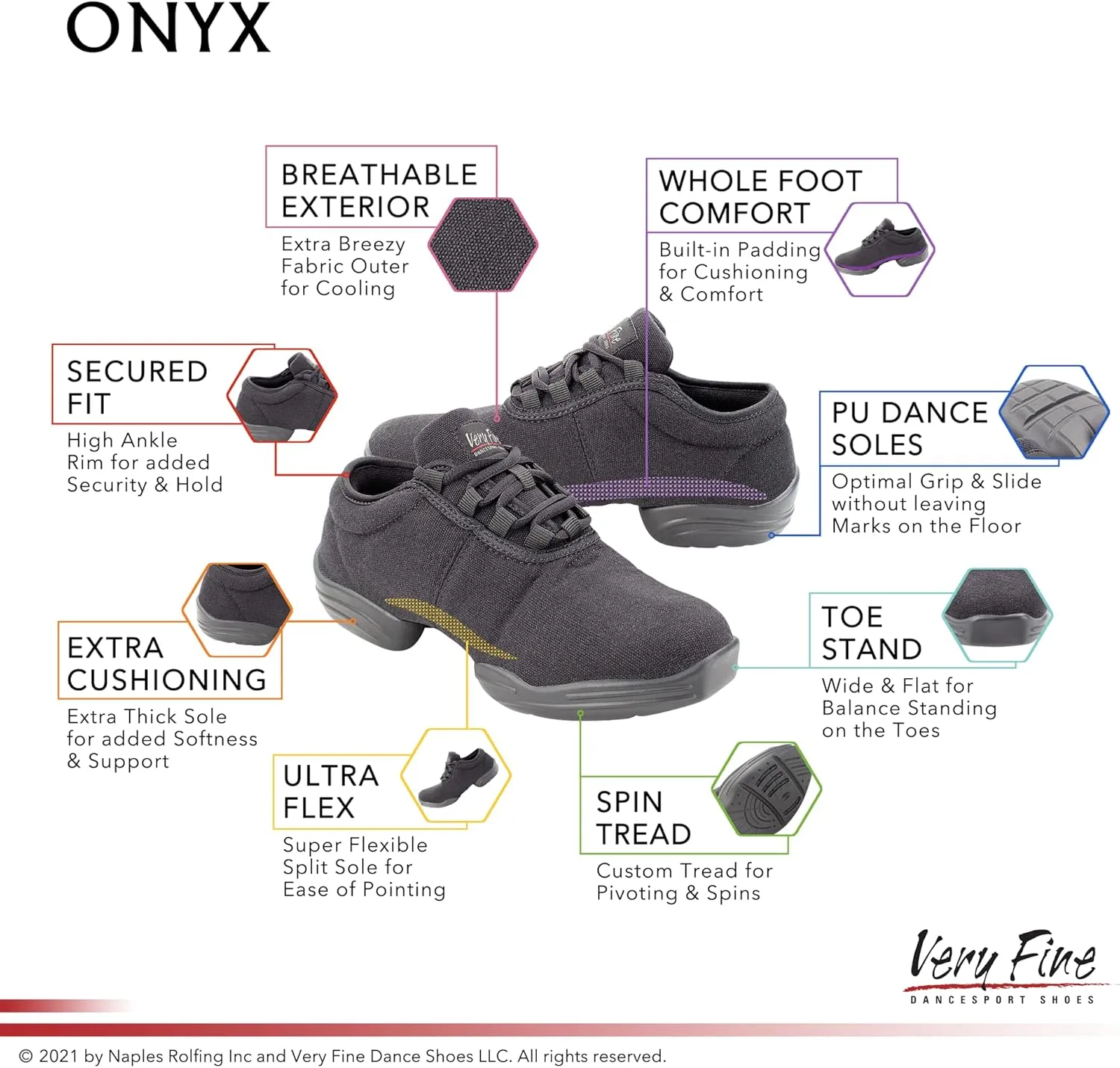 Very Fine Women's Onyx Jazz Street Latin Exercise Ballroom Dance Sneakers