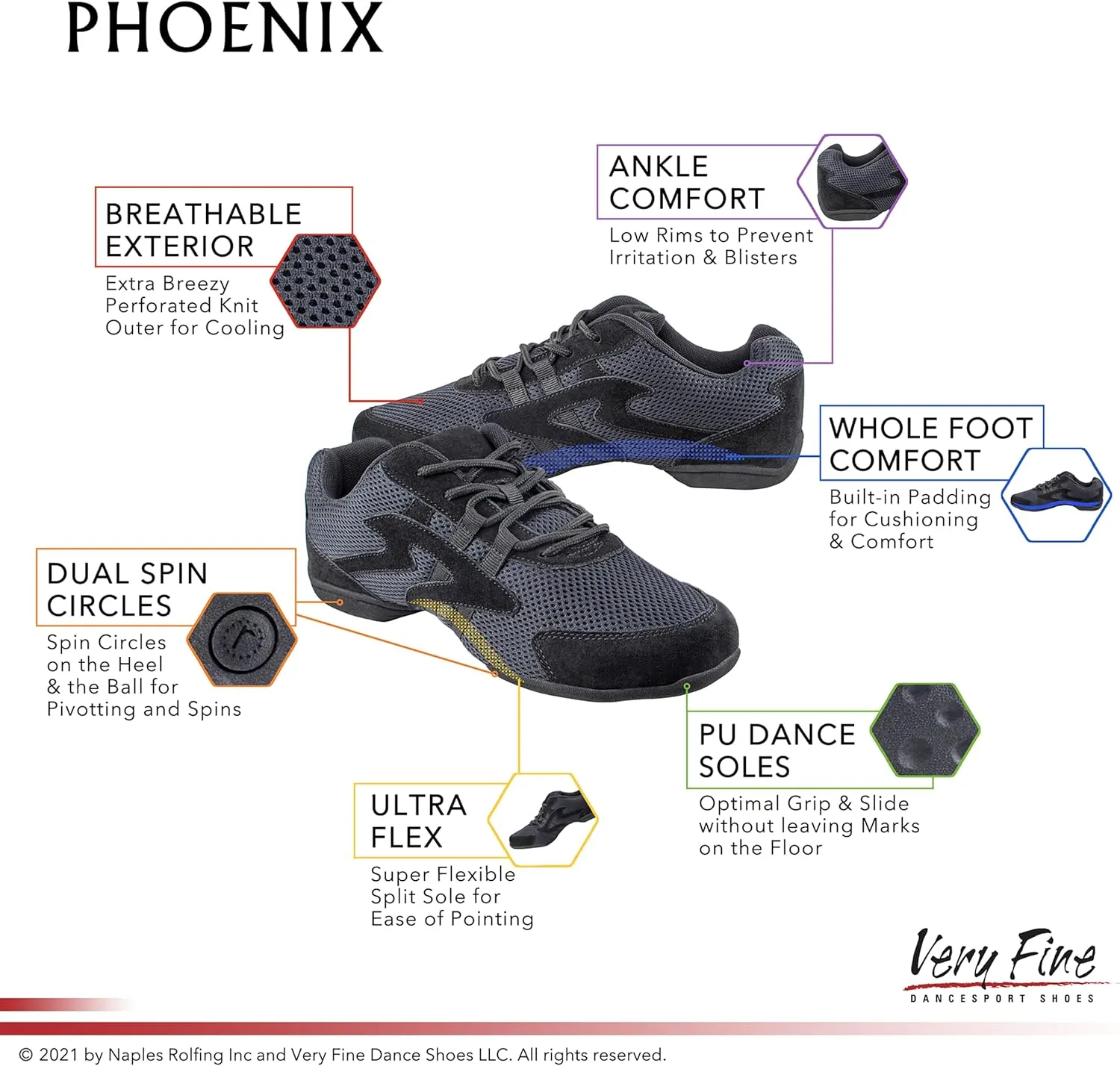 Very Fine Women's Phoenix Jazz Street Ballroom Latin Exercise Dance Sneakers Shoe
