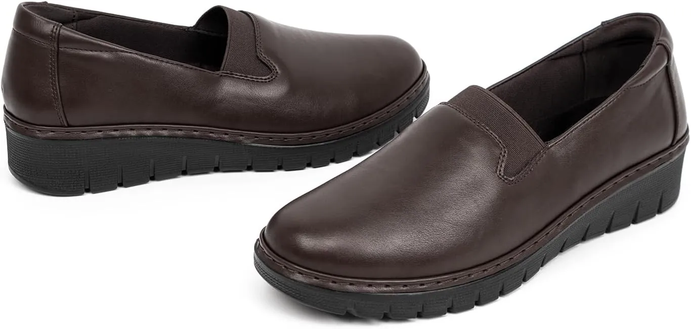 VJH confort Women’s Loafers Round Toe Slip on Comfort Arch Support Walking Shoes