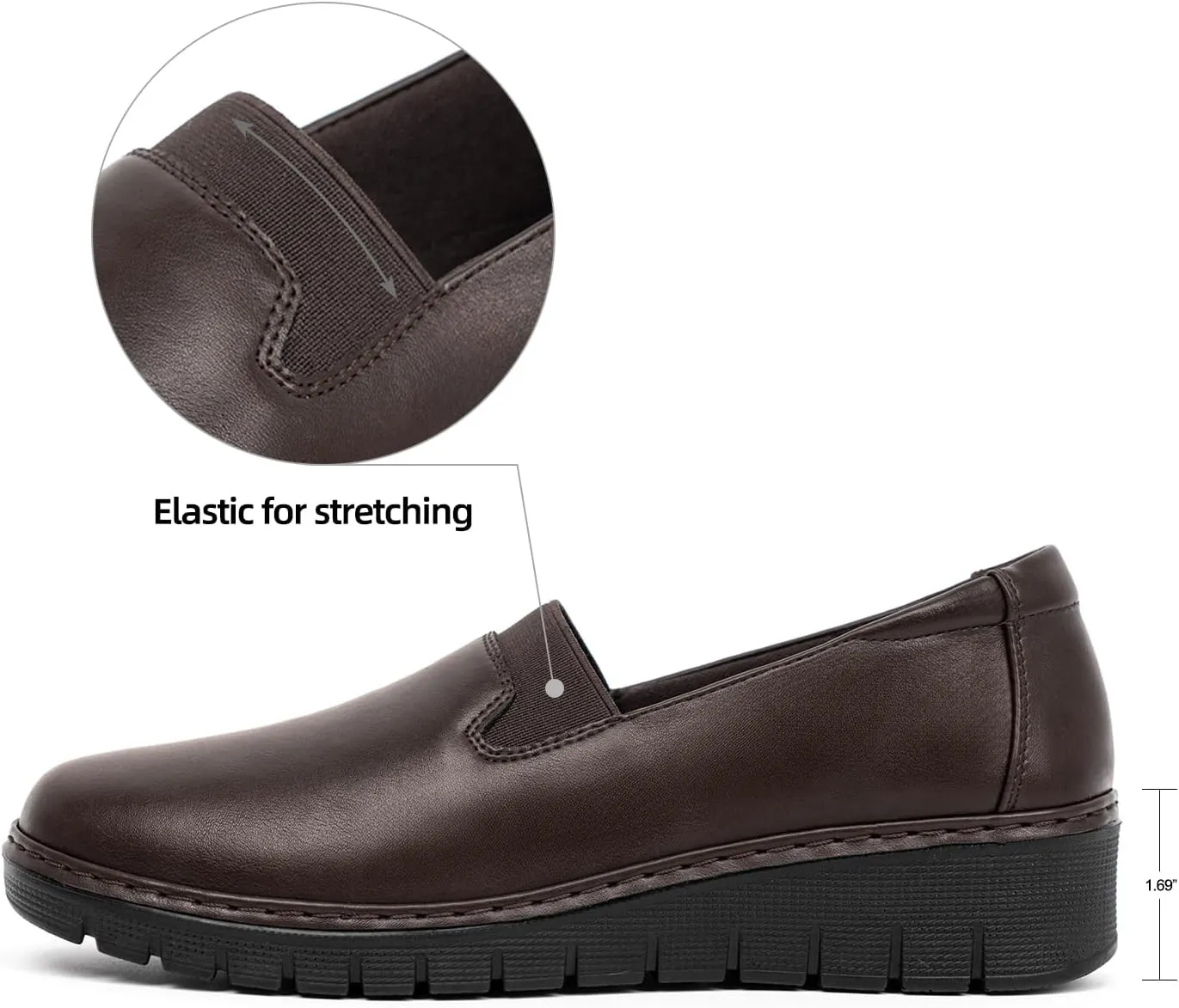 VJH confort Women’s Loafers Round Toe Slip on Comfort Arch Support Walking Shoes