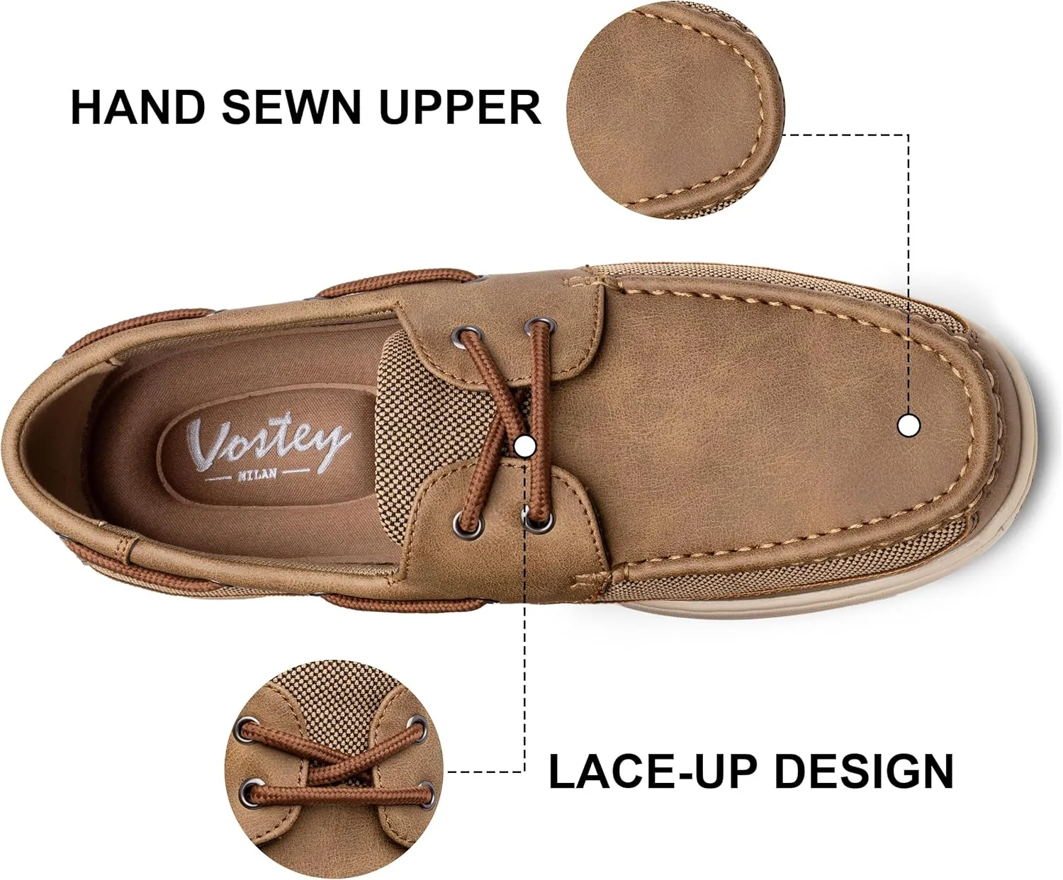 Vostey Men's Boat Shoes Slip On Stylish Casual Loafers Deck Shoes for Men
