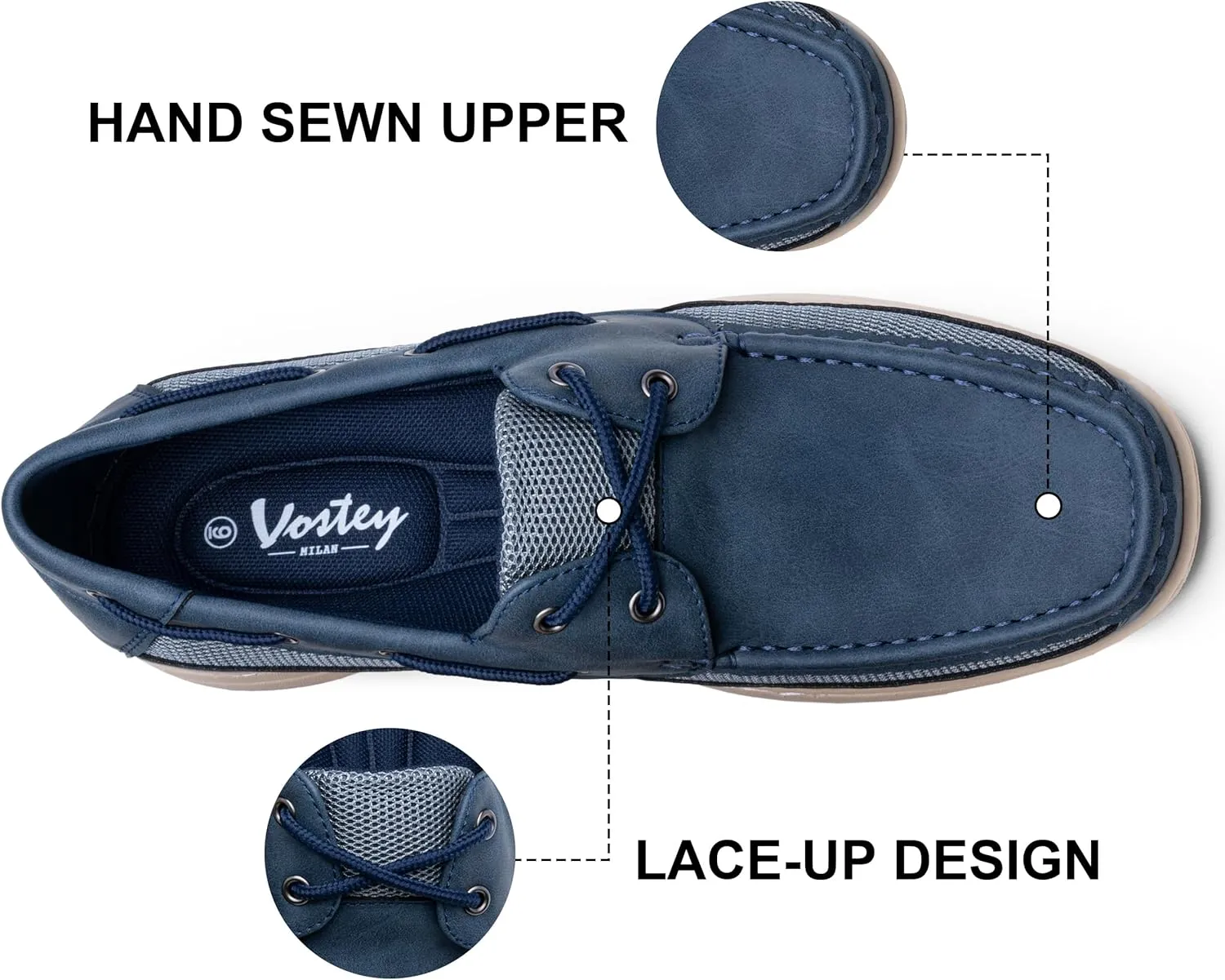 Vostey Men's Boat Shoes Slip On Stylish Casual Loafers Deck Shoes for Men