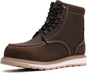 Waterproof Steel Moc Toe Mens Work Boots Classic Fashion Industrial Construction Insulated Safety Comfortable Shoes 6'' Genuine Full Grain Leather Ankle Brown Footwear…