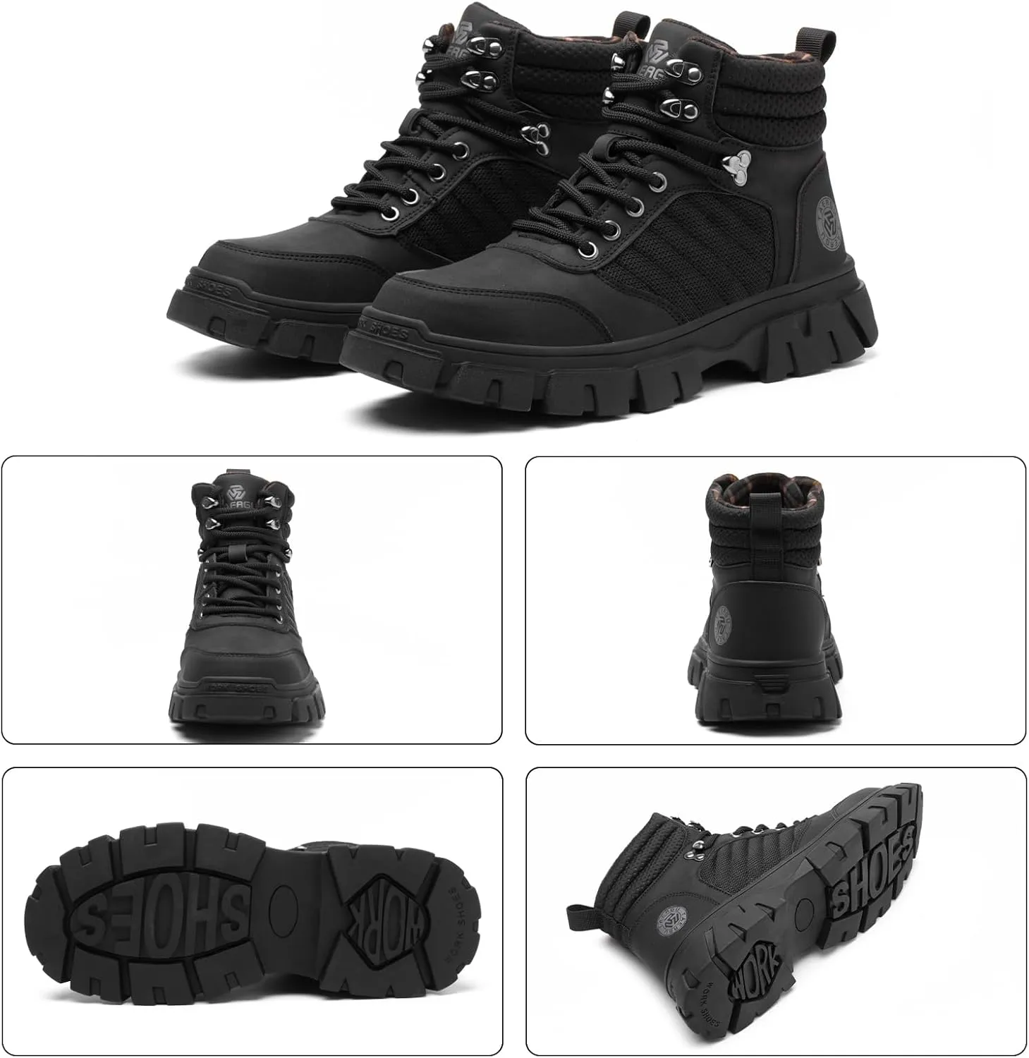 Waterproof Steel Toe Boots For Men-6 Inch Comfortable Mens Safety Work Boots Indestructible Steel Toe Shoes Lightweight Non Slip Puncture Resistant Industrial Construction Boot