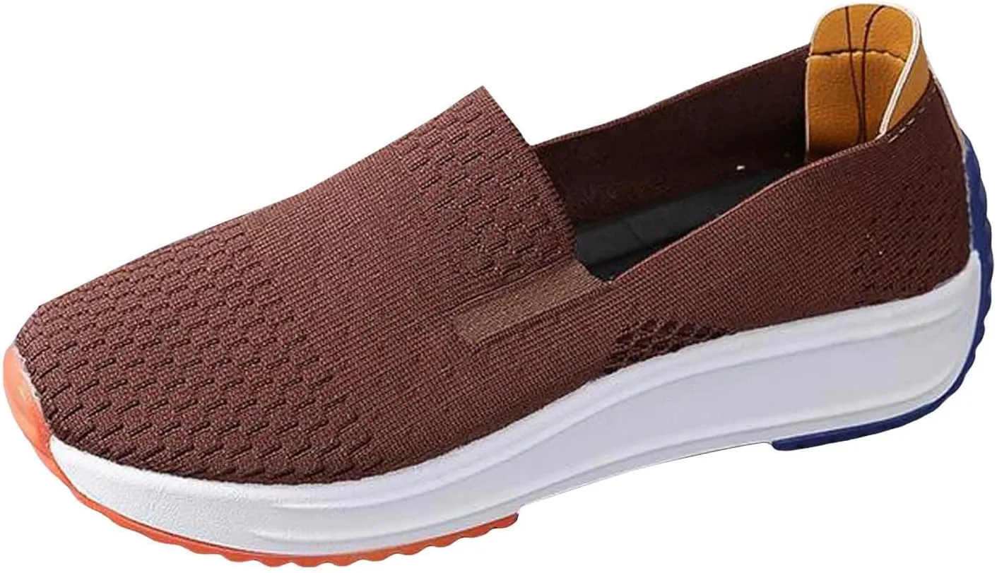 Wedge Sandals For Women 2025 Casual Dressy Summer Slip on Knitted Ankle Strap Platform Wedges Walking Shoes Women's Round Head Comfortable Loafers Breathable Lightweight Comfort Low Heels Canvas
