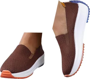 Wedge Sandals For Women 2025 Casual Dressy Summer Slip on Knitted Ankle Strap Platform Wedges Walking Shoes Women's Round Head Comfortable Loafers Breathable Lightweight Comfort Low Heels Canvas