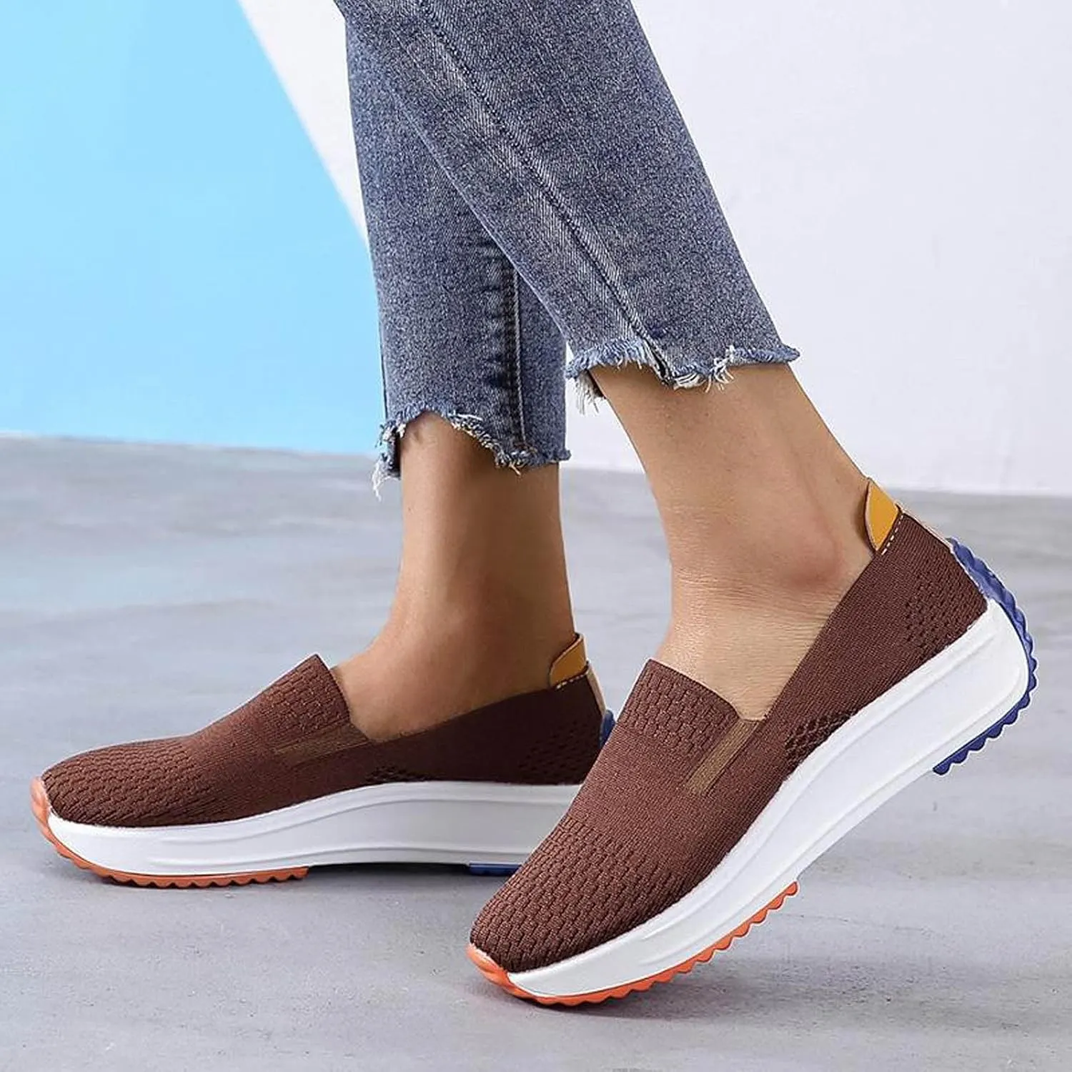 Wedge Sandals For Women 2025 Casual Dressy Summer Slip on Knitted Ankle Strap Platform Wedges Walking Shoes Women's Round Head Comfortable Loafers Breathable Lightweight Comfort Low Heels Canvas
