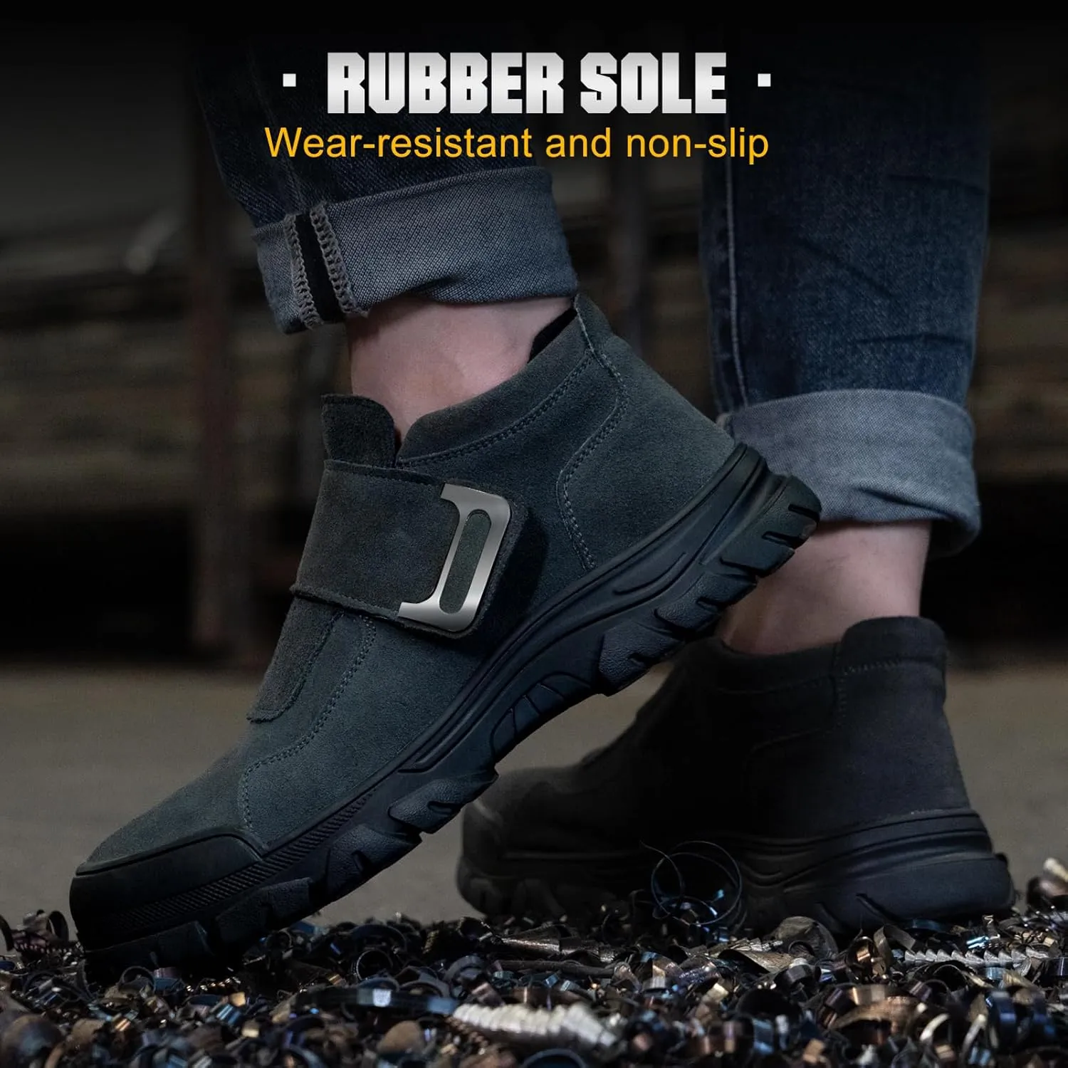 Welding Work Boots for Men Slip on Steel Toe Shoes for Men Soft Comfortable Safety Boots Mens Work Boots Indestructible Puncture Proof Construction Boots for Men Safety Toe Footwear for Welder