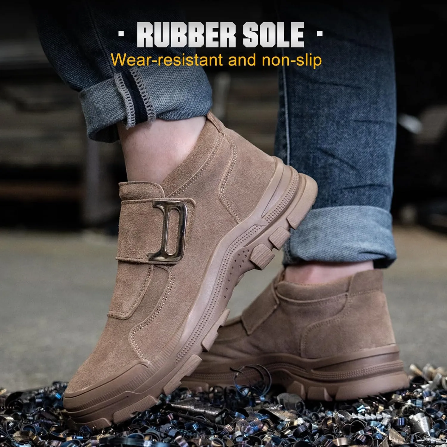 Welding Work Boots for Men Slip on Steel Toe Shoes for Men Soft Comfortable Safety Boots Mens Work Boots Indestructible Puncture Proof Construction Boots for Men Safety Toe Footwear for Welder