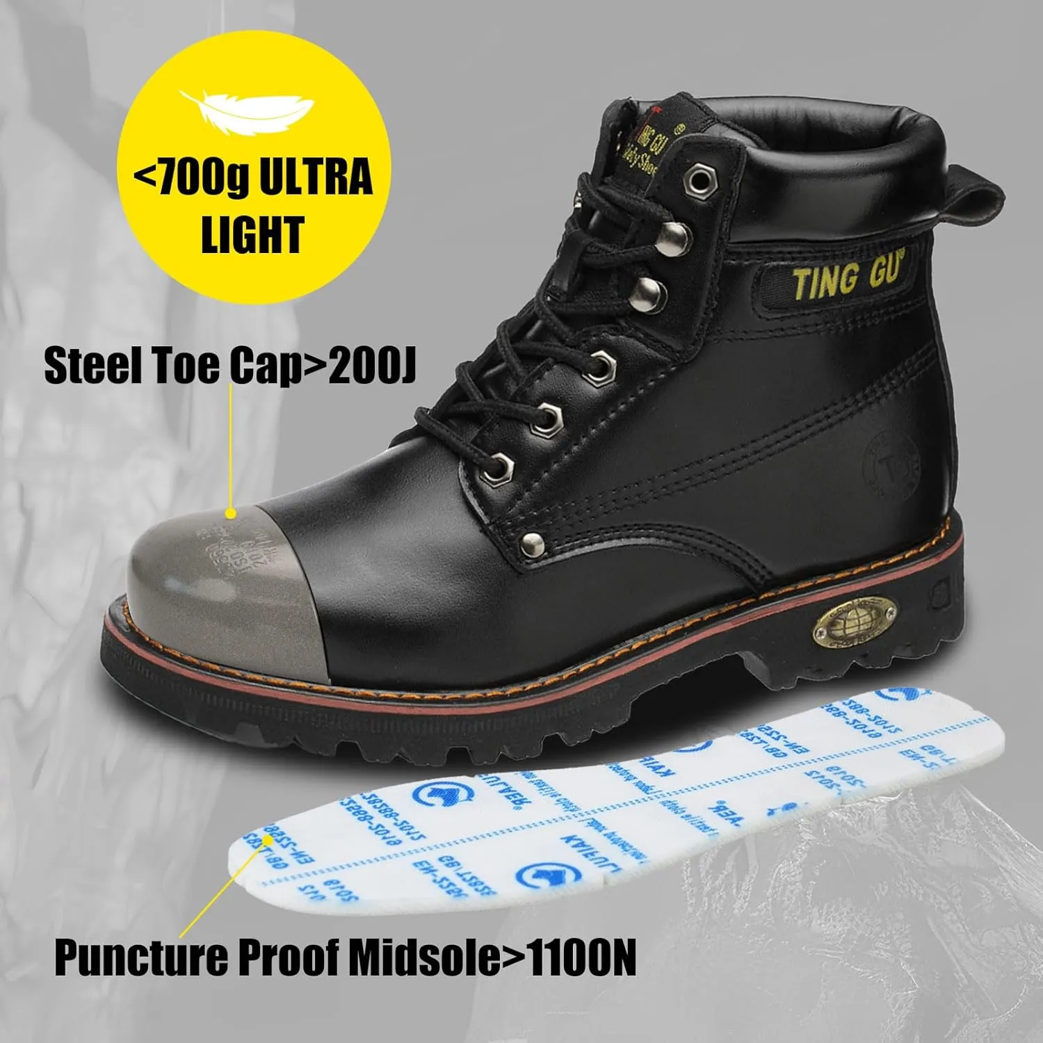 Welding Work Boots for Men Women Slip on Steel Toe Safety Shoes Comfortable Indestructible Work Boots Puncture Proof Lightweight Breathable Construction Shoes