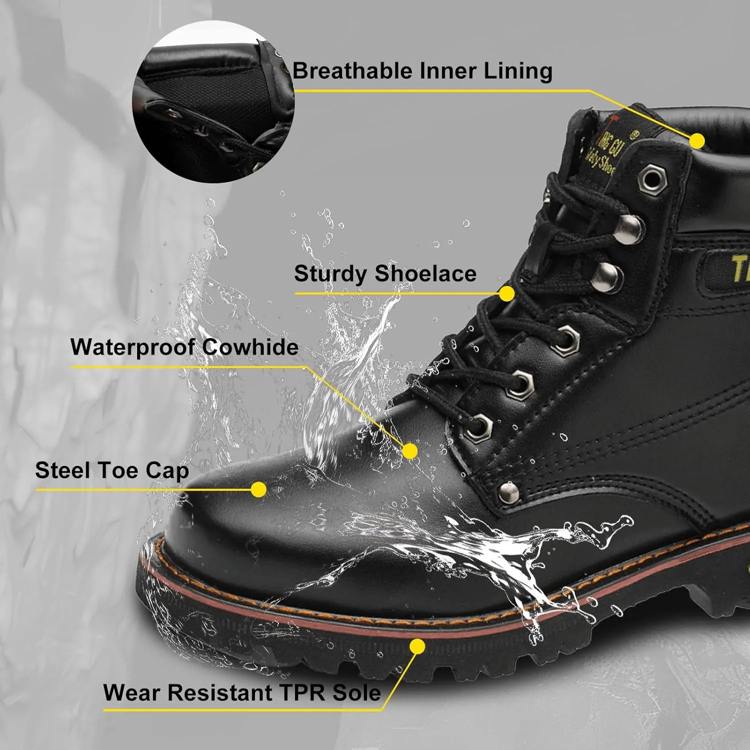 Welding Work Boots for Men Women Slip on Steel Toe Safety Shoes Comfortable Indestructible Work Boots Puncture Proof Lightweight Breathable Construction Shoes