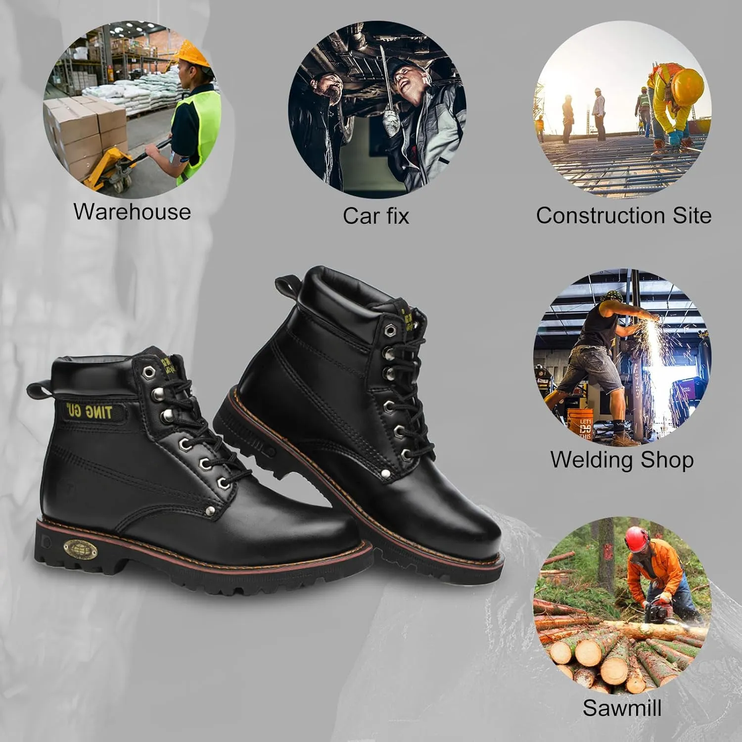 Welding Work Boots for Men Women Slip on Steel Toe Safety Shoes Comfortable Indestructible Work Boots Puncture Proof Lightweight Breathable Construction Shoes