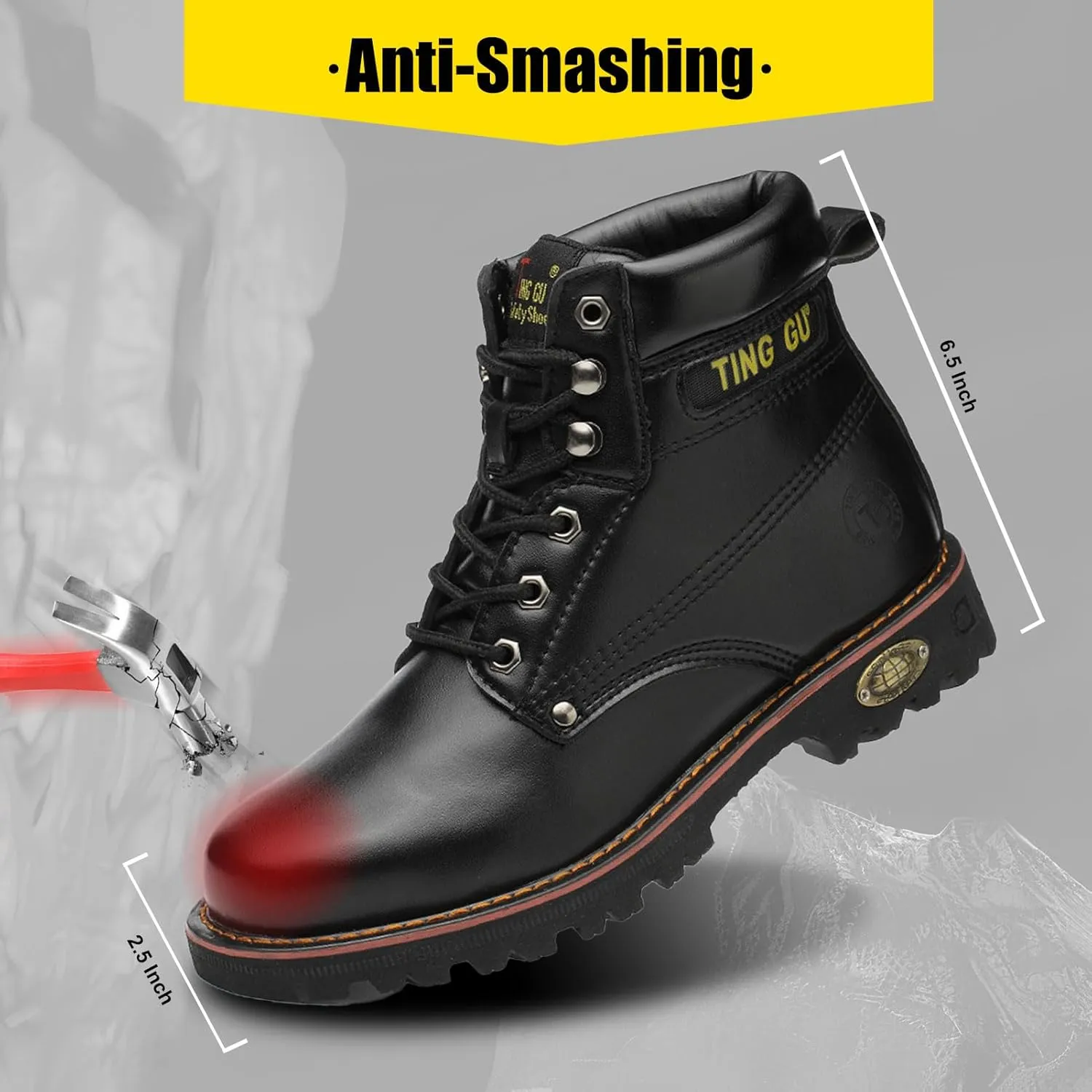 Welding Work Boots for Men Women Slip on Steel Toe Safety Shoes Comfortable Indestructible Work Boots Puncture Proof Lightweight Breathable Construction Shoes