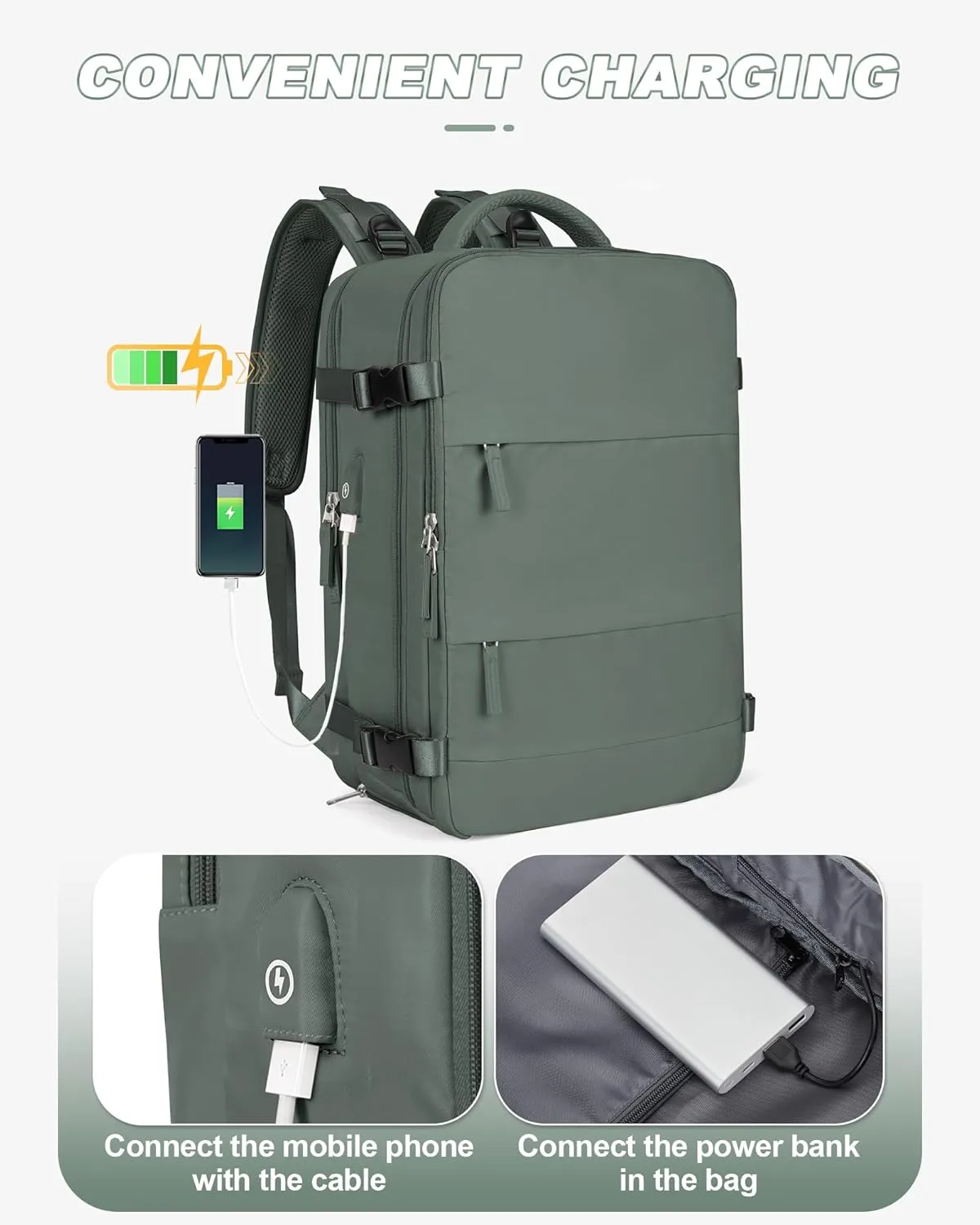 wepadre Large Travel Backpack for Women and Men, Airline Approved Carry On Bag, Waterproof Laptop Backpack, College Essentials, Unisex