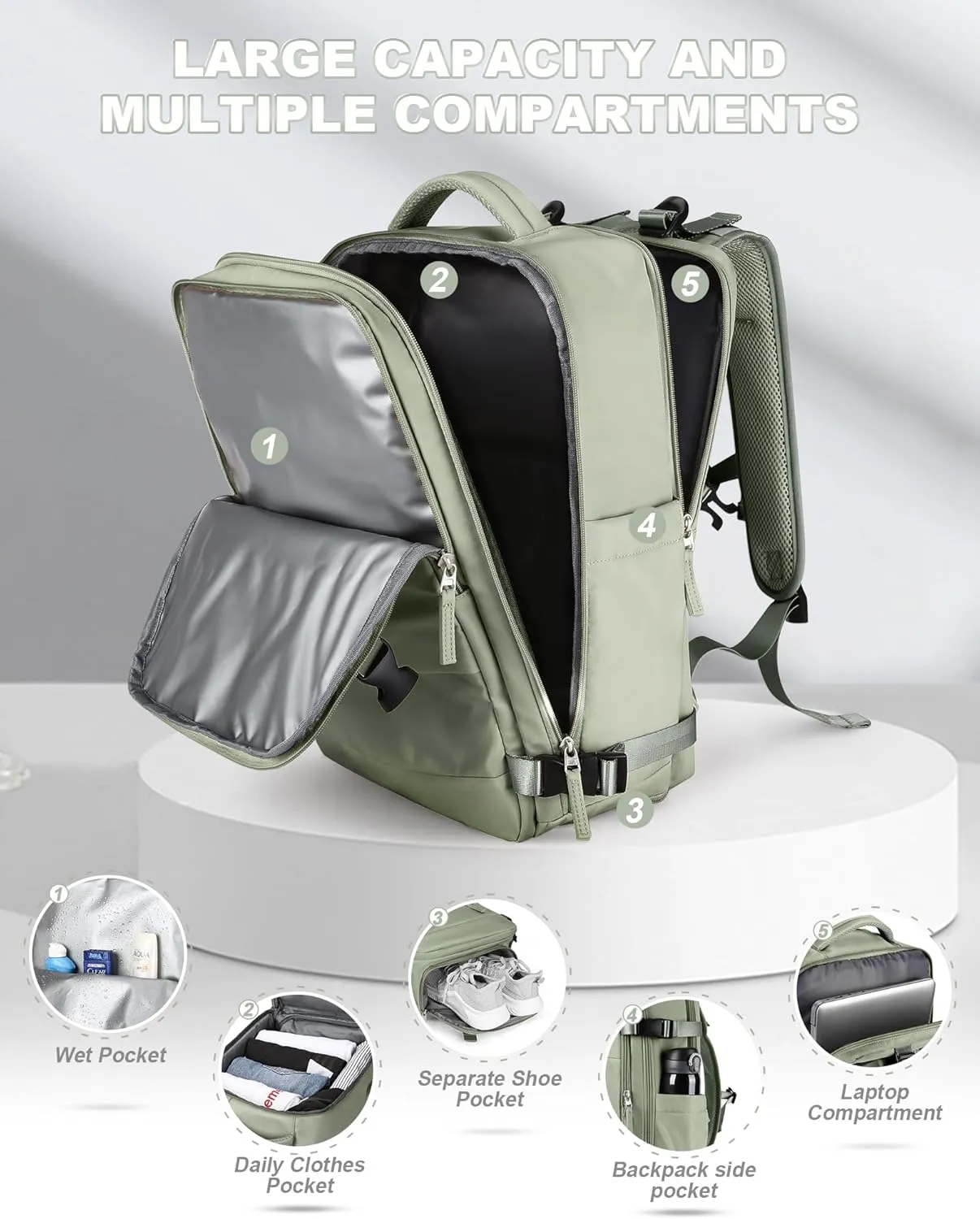 wepadre Large Travel Backpack For Women Men Personal Item Travel Bag Gym Bag With Shoe Compartment Travel Backpack Carry On Flight Approved College Laptop Backpack Travel Essentials