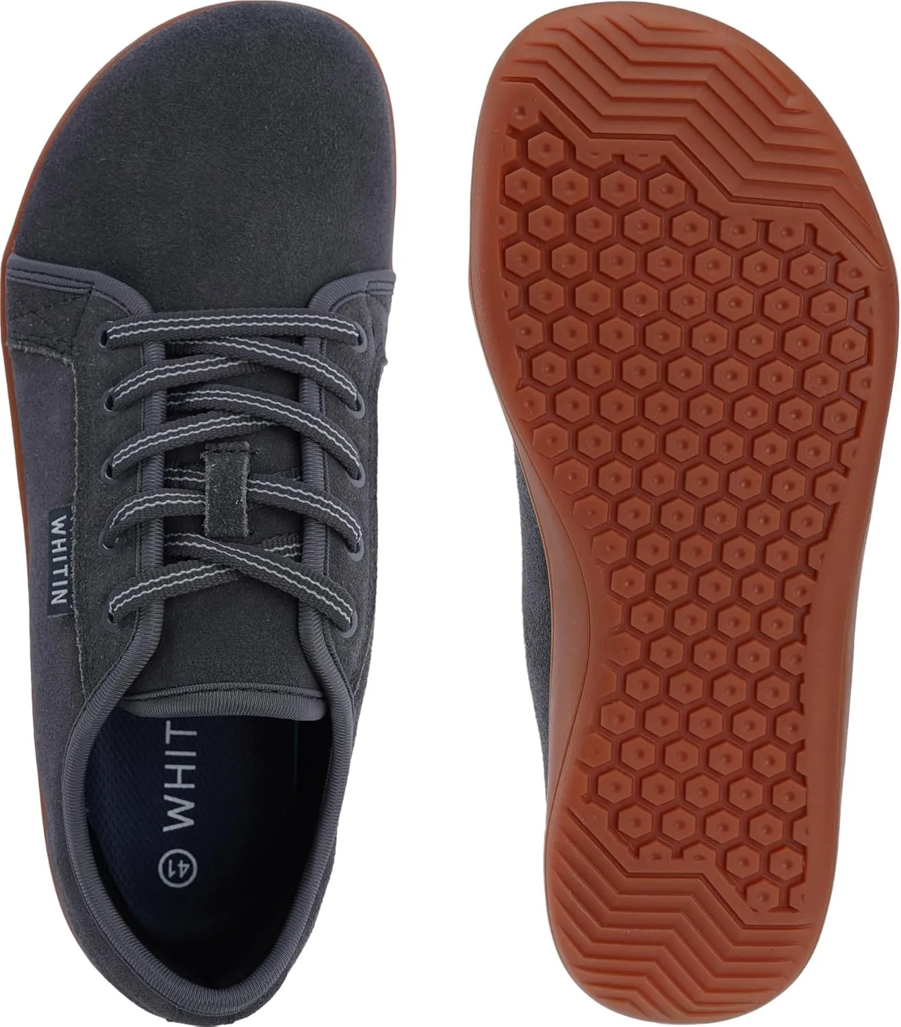 WHITIN Men's Wide Genuine Leather Barefoot Shoes | Minimalist Fashion Sneakers | Zero Drop Sole