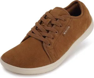 WHITIN Men's Wide Genuine Leather Barefoot Shoes | Minimalist Fashion Sneakers | Zero Drop Sole