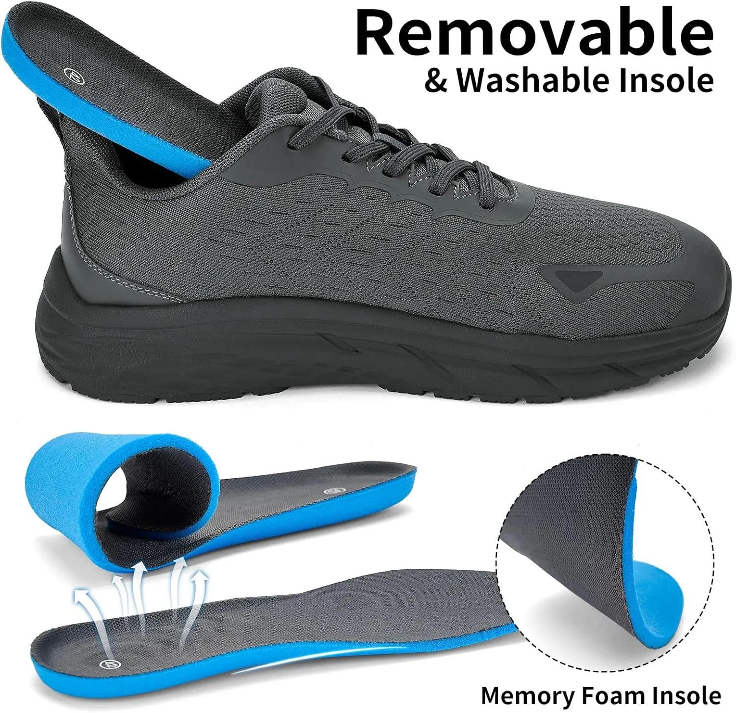 Wide Toe Box Shoes for Men - Walking Shoes Extra Wide Width Comfortable Athletic Running Tennis Jogging Workout Gym Sneakers for Swelling Bunion Plantar Fasciitis