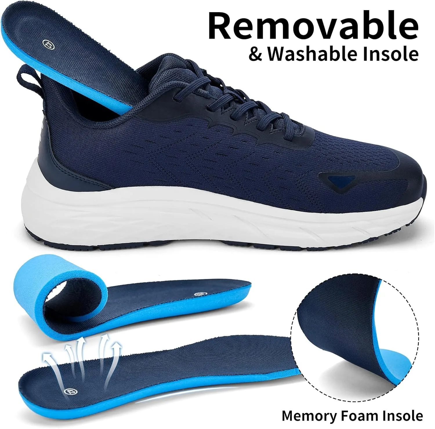 Wide Toe Box Shoes for Men - Walking Shoes Extra Wide Width Comfortable Athletic Running Tennis Jogging Workout Gym Sneakers for Swelling Bunion Plantar Fasciitis