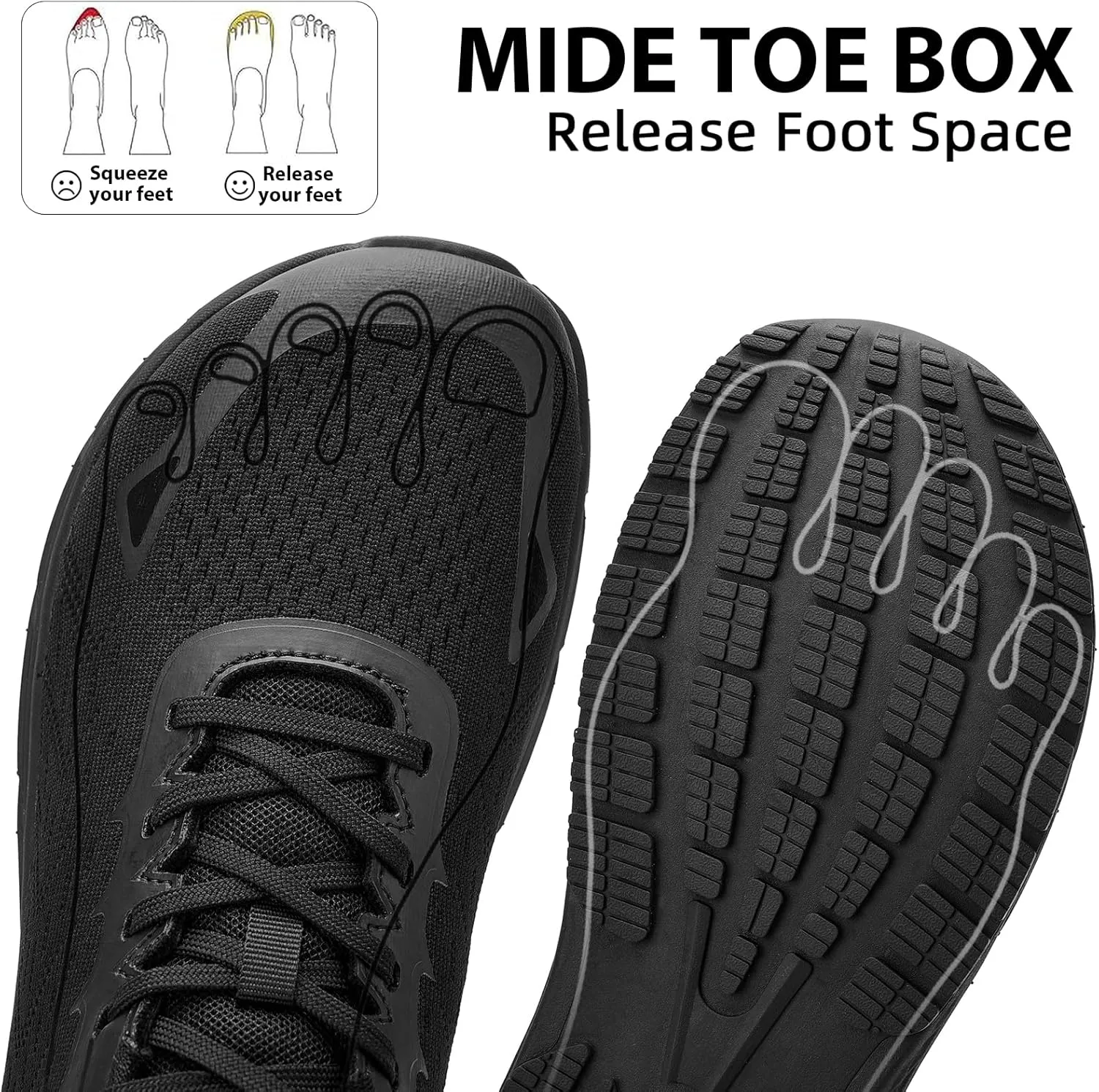 Wide Toe Box Shoes for Men - Walking Shoes Extra Wide Width Comfortable Athletic Running Tennis Jogging Workout Gym Sneakers for Swelling Bunion Plantar Fasciitis