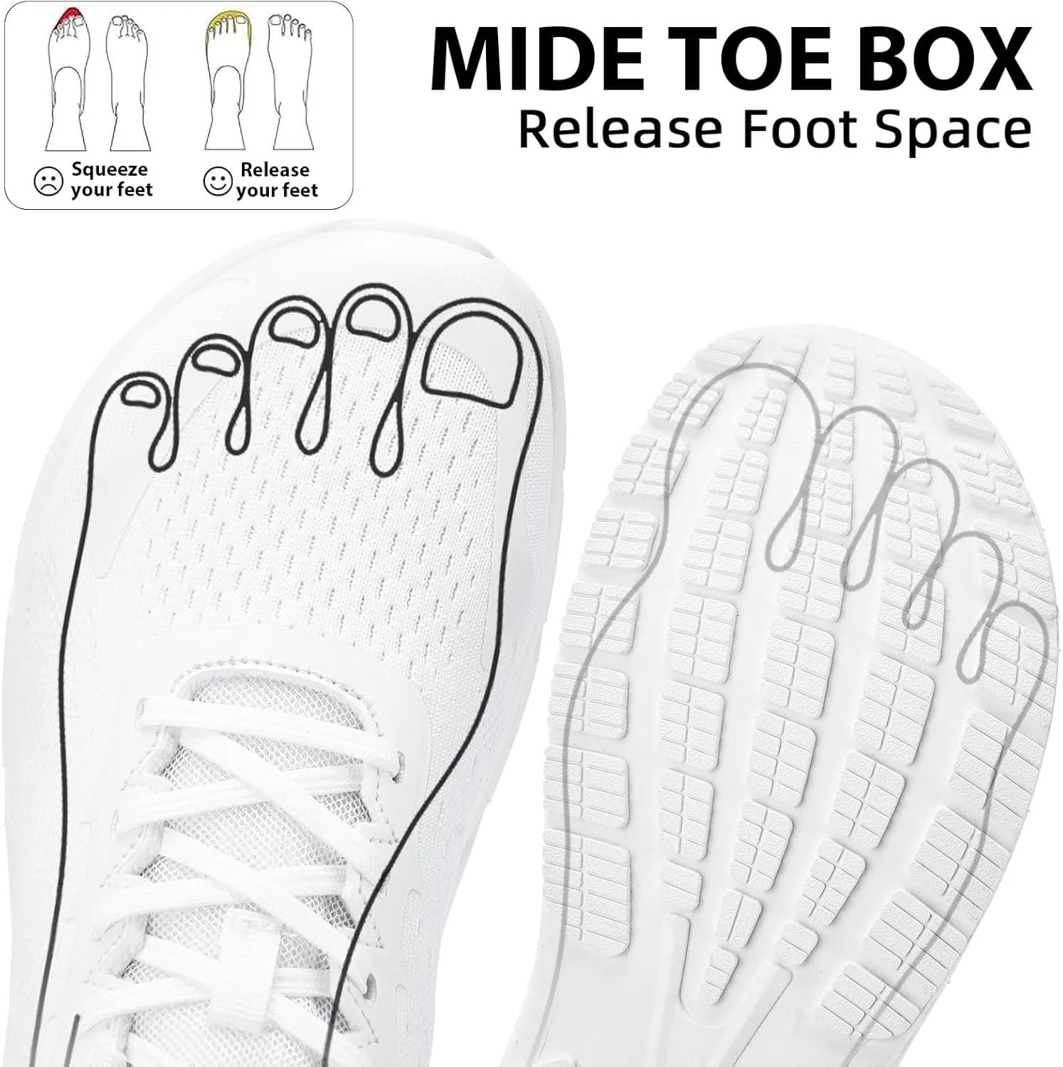 Wide Toe Box Shoes for Men - Walking Shoes Extra Wide Width Comfortable Athletic Running Tennis Jogging Workout Gym Sneakers for Swelling Bunion Plantar Fasciitis
