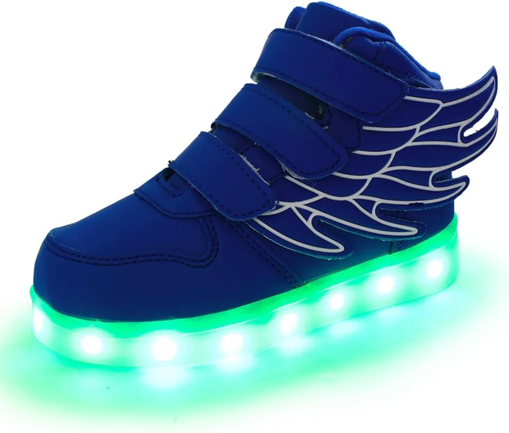 Wings Children's 7 Colors LED Shoes Flashing Rechargeable Sneakers Dance Shoes for Kids Toddler