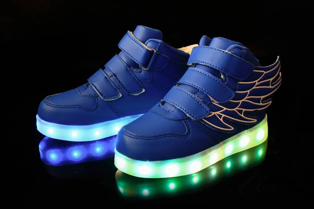 Wings Children's 7 Colors LED Shoes Flashing Rechargeable Sneakers Dance Shoes for Kids Toddler
