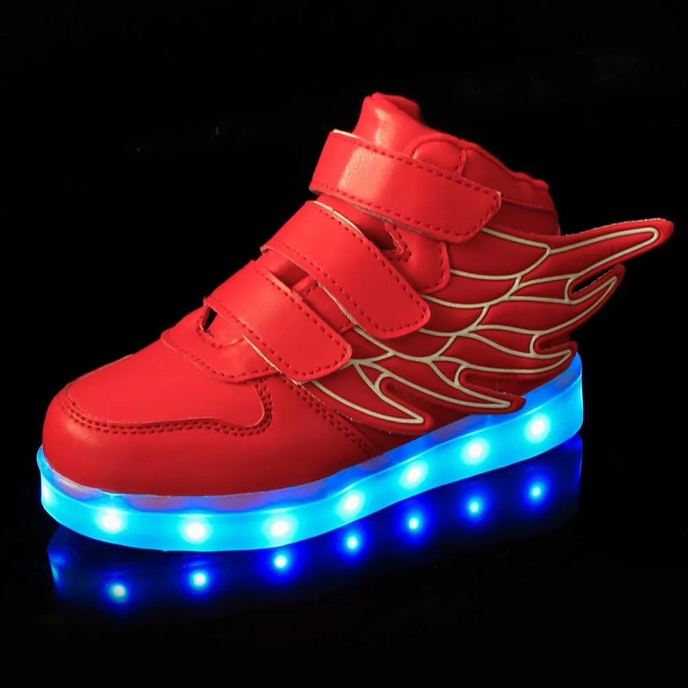 Wings Children's 7 Colors LED Shoes Flashing Rechargeable Sneakers Dance Shoes for Kids Toddler