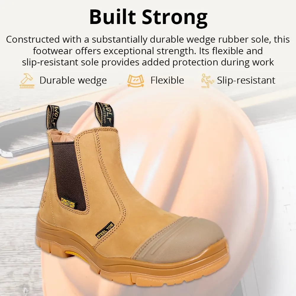 WOLF Work Boot | 100% Genuine Upper Leather | Oil, Slip, Heat, Chemical, Impact, Puncture Resistant | Electrical Hazards | Non-Slip Rubber Sole