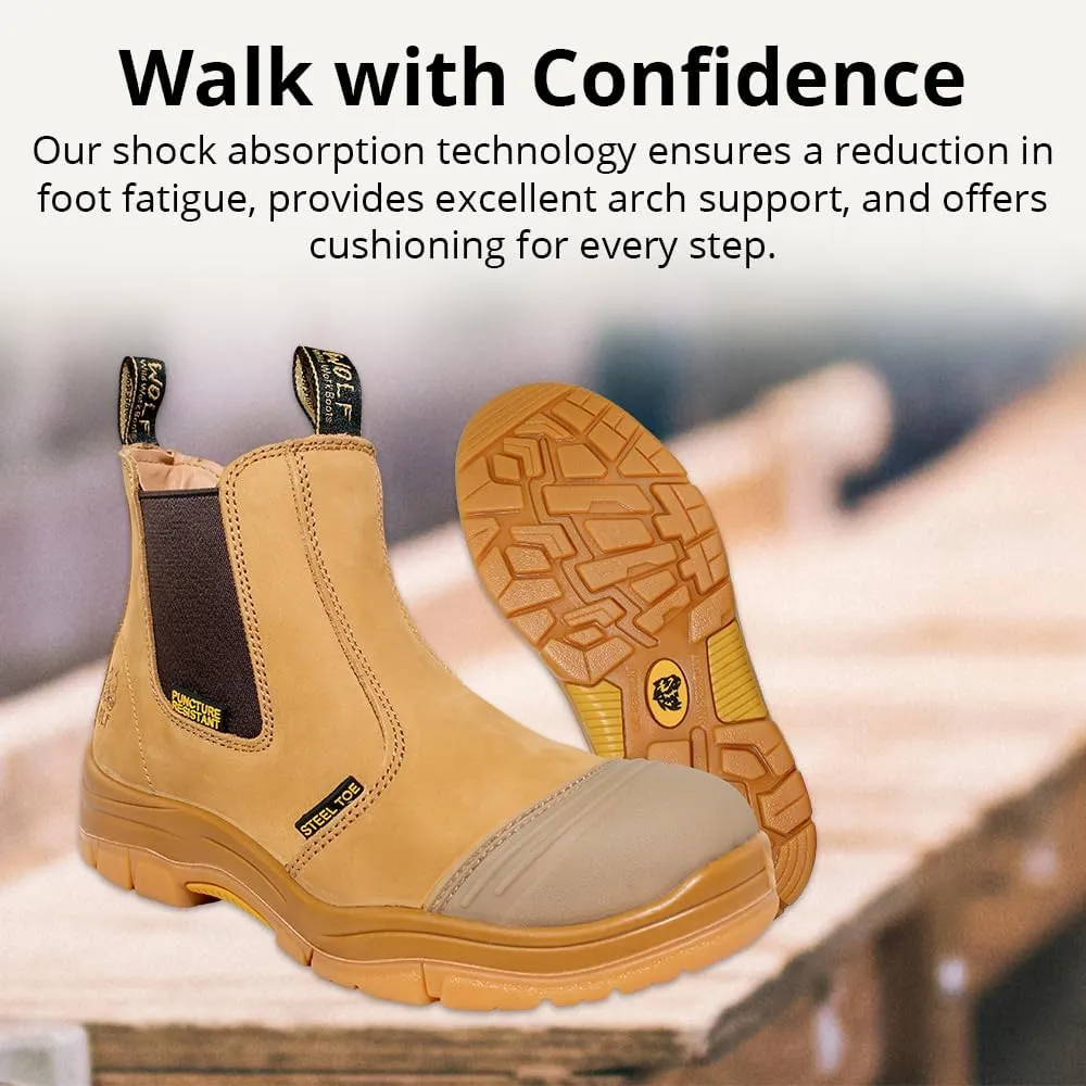WOLF Work Boot | 100% Genuine Upper Leather | Oil, Slip, Heat, Chemical, Impact, Puncture Resistant | Electrical Hazards | Non-Slip Rubber Sole