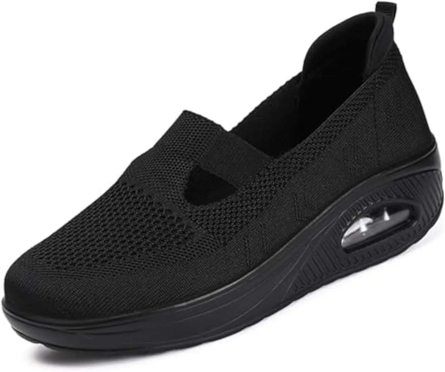 Women Nurse Platform Air Cushion Walking Sneakers Breathable Mesh Orthopedic Diabetic Wedge Slip Ons Mary Jane Toning Rocker Work Shoes