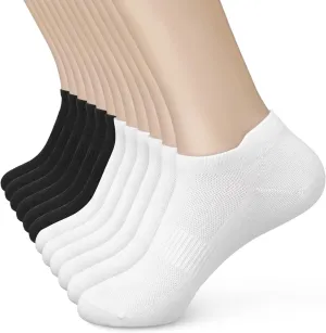 Women's Ankle Cotton Socks - Low Cut Athletic Running Soft Thin No Show White Socks With Tab 6 Pairs