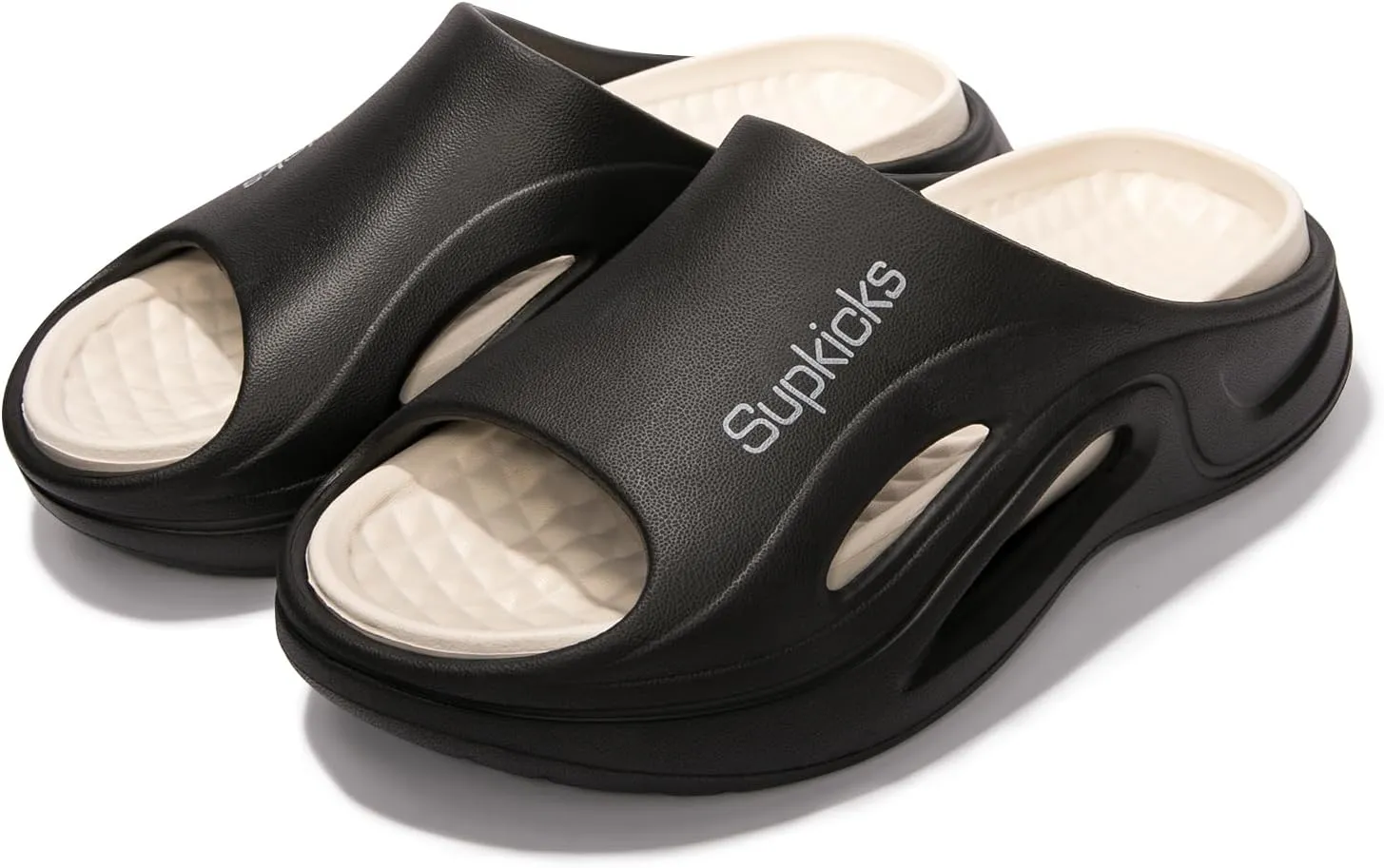 Women's Arch Support Pillow Slippers Non Slip Slide Sandals Shower Beach Cloud Slippers House Bedroom Shoes with Removable Cushion Footbed