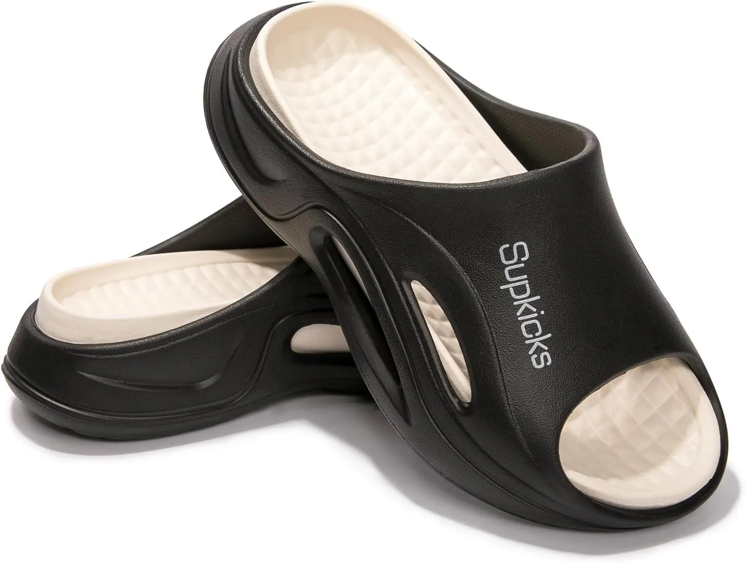 Women's Arch Support Pillow Slippers Non Slip Slide Sandals Shower Beach Cloud Slippers House Bedroom Shoes with Removable Cushion Footbed
