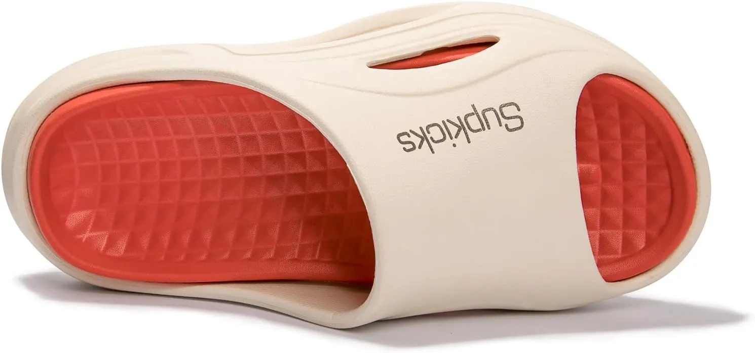 Women's Arch Support Pillow Slippers Non Slip Slide Sandals Shower Beach Cloud Slippers House Bedroom Shoes with Removable Cushion Footbed