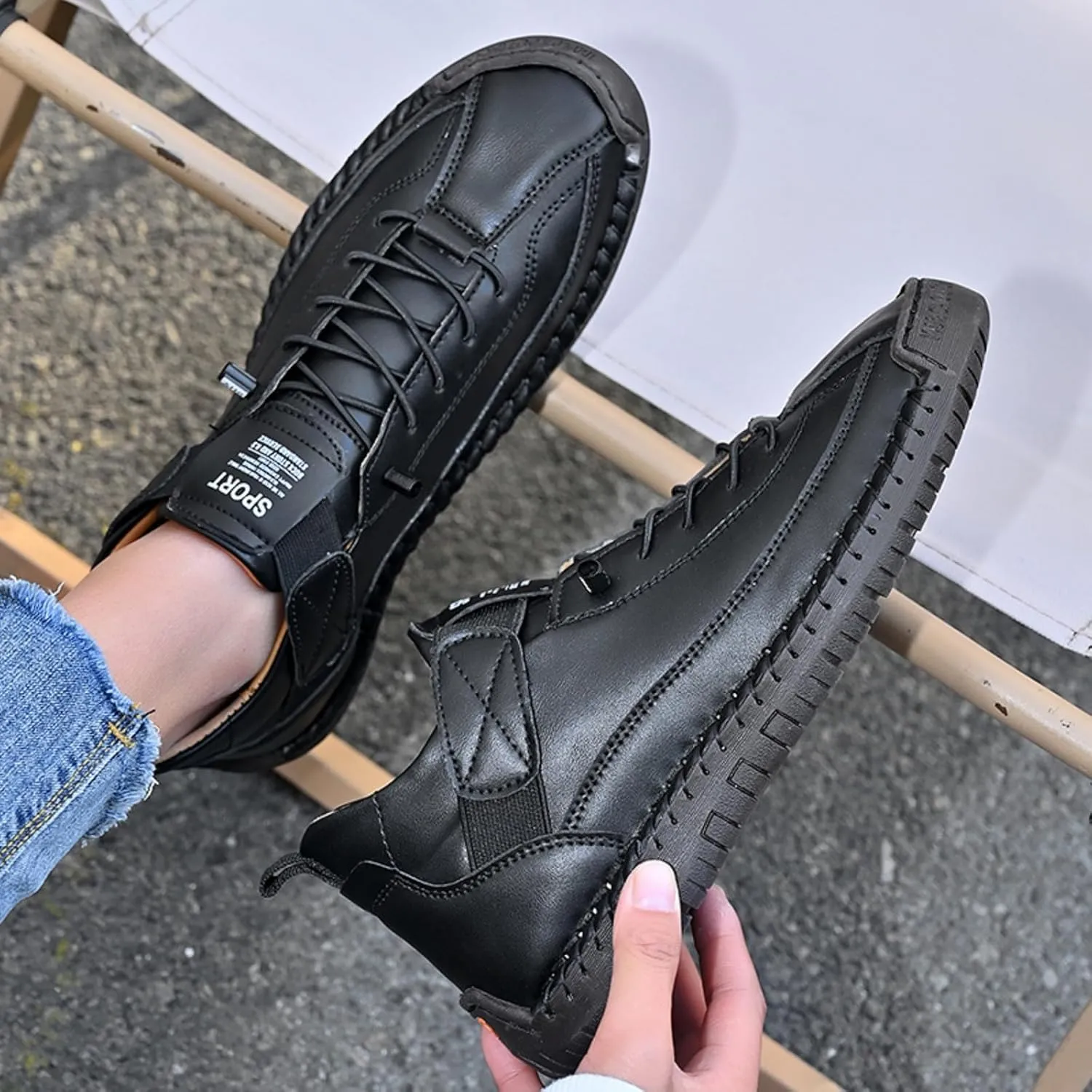 Womens Casual Shoes Ankle Chukka Boots Slip On Breathable Loafers Handmade Fashion Sneakers Mid top Walking Driving Flats Shoes