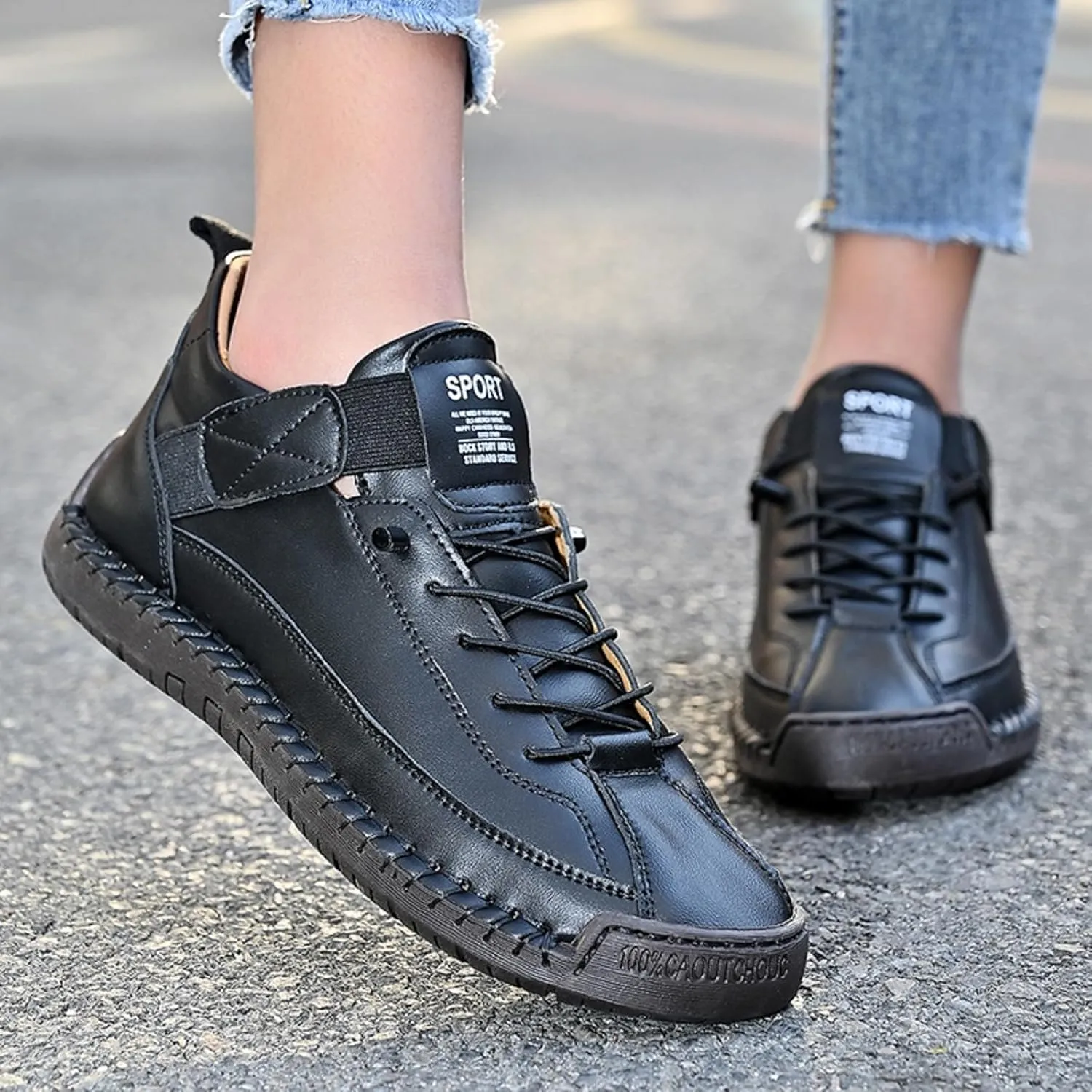 Womens Casual Shoes Ankle Chukka Boots Slip On Breathable Loafers Handmade Fashion Sneakers Mid top Walking Driving Flats Shoes