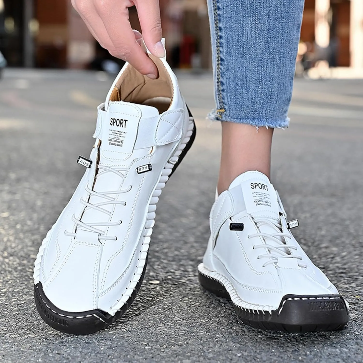 Womens Casual Shoes Ankle Chukka Boots Slip On Breathable Loafers Handmade Fashion Sneakers Mid top Walking Driving Flats Shoes