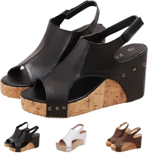 Womens Comfy Wedge Orthopedic Sandals Summer Platform Cork Wedges Espadrille Heel Strappy Leather Dressy Shoes