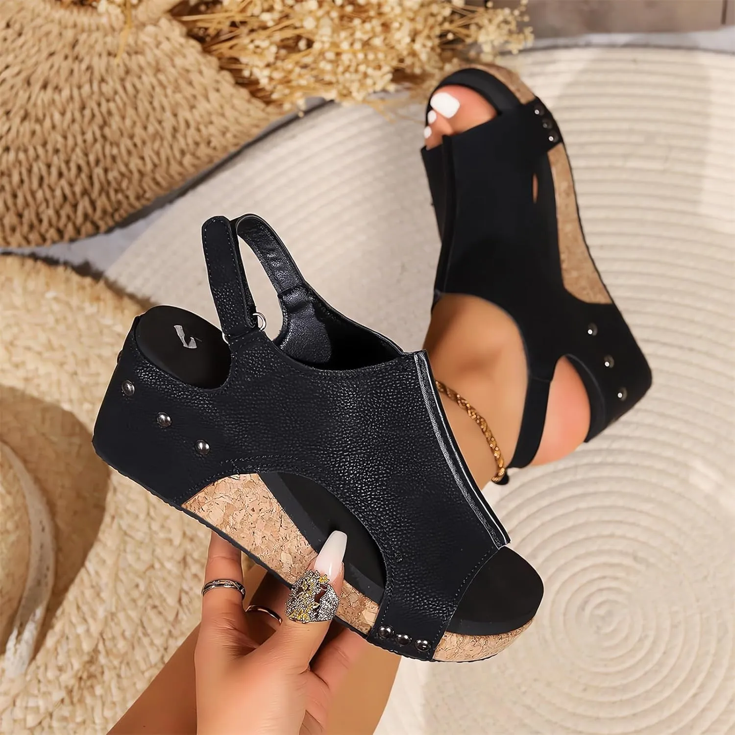 Womens Comfy Wedge Orthopedic Sandals Summer Platform Cork Wedges