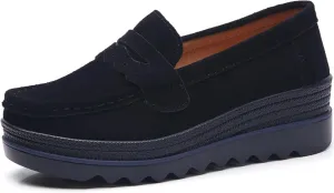 Women's Fashion Thick Sole Suede Orthopedic Loafers Non-Slip Platform Arch Support Lightweight Walking Shoes