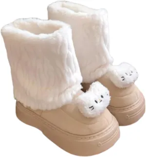 Women's Faux Fur Boot Snow Shoes Fuzzy and Plush Warm Winter Fluffy Kitten Y2k Aesthetic Cute Stuff