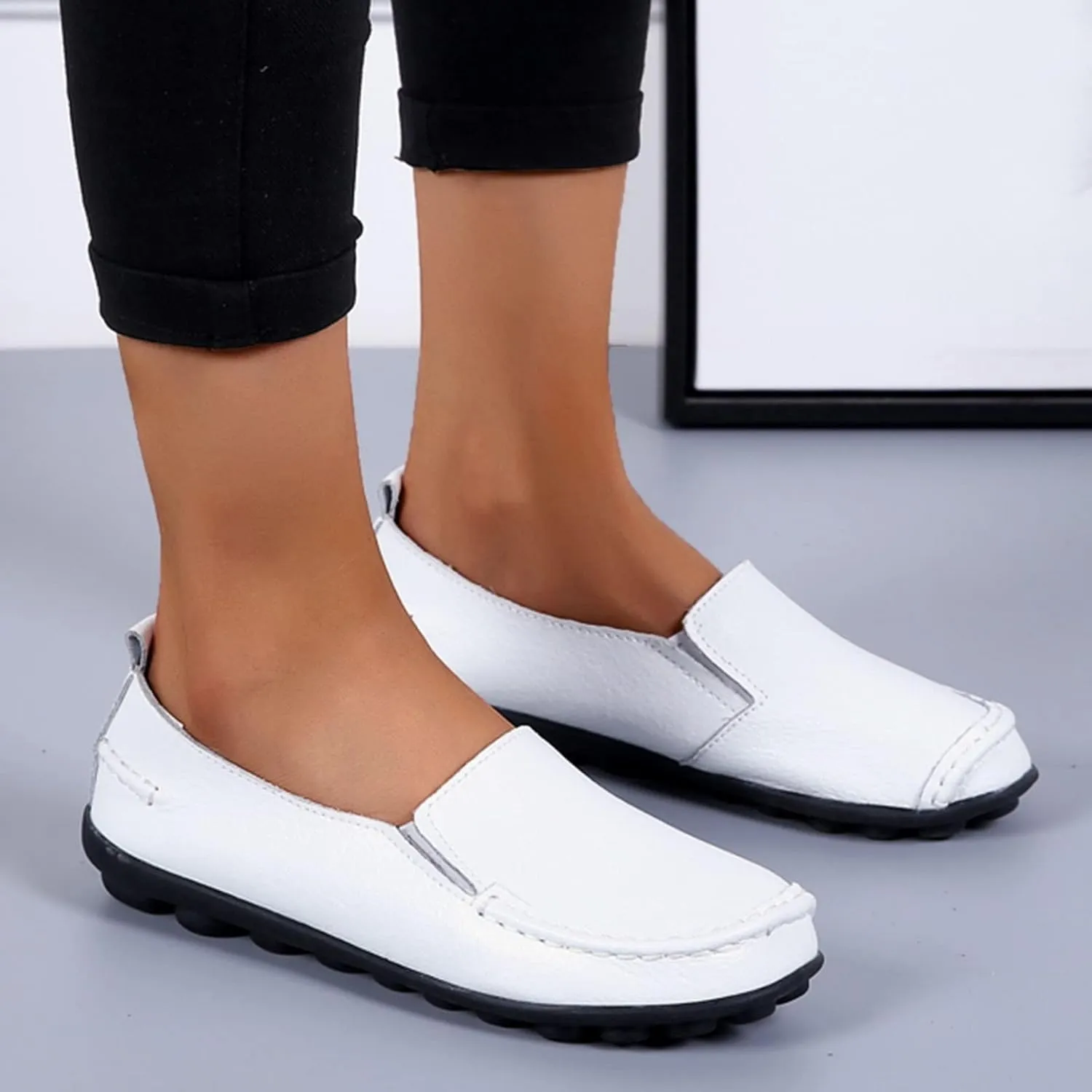 Women's Flats Shoes Slip On Work Shoes Comfort Walking Shoes Lightweight Comfort Penny Loafers Classic Wide Flats