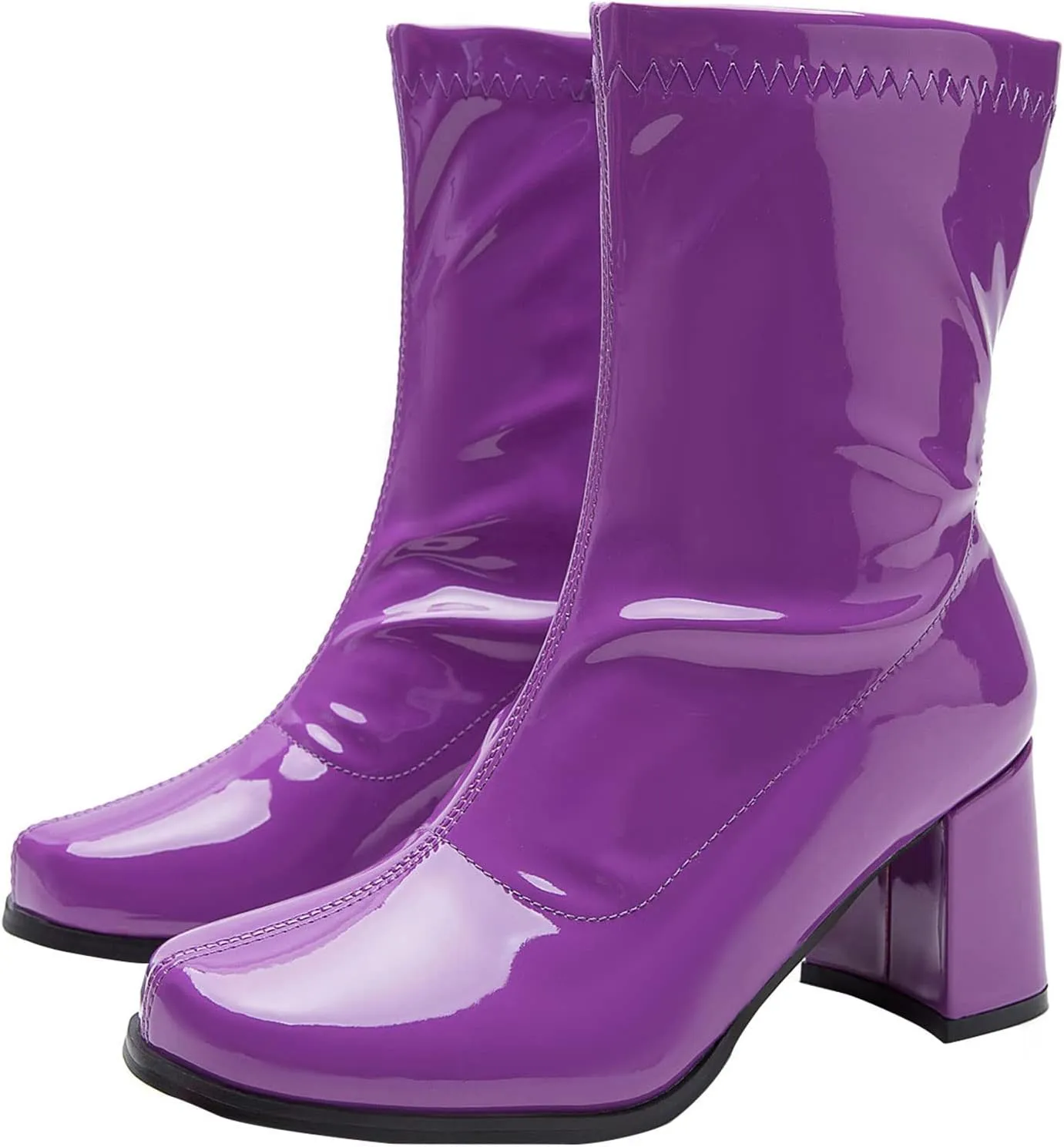 Women's Go Go Boots Mid Calf Block Heel Zipper Boot