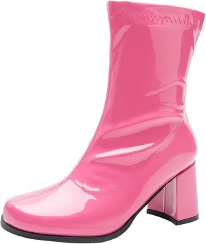 Women's Go Go Boots Mid Calf Block Heel Zipper Boot