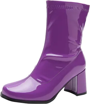 Women's Go Go Boots Mid Calf Block Heel Zipper Boot