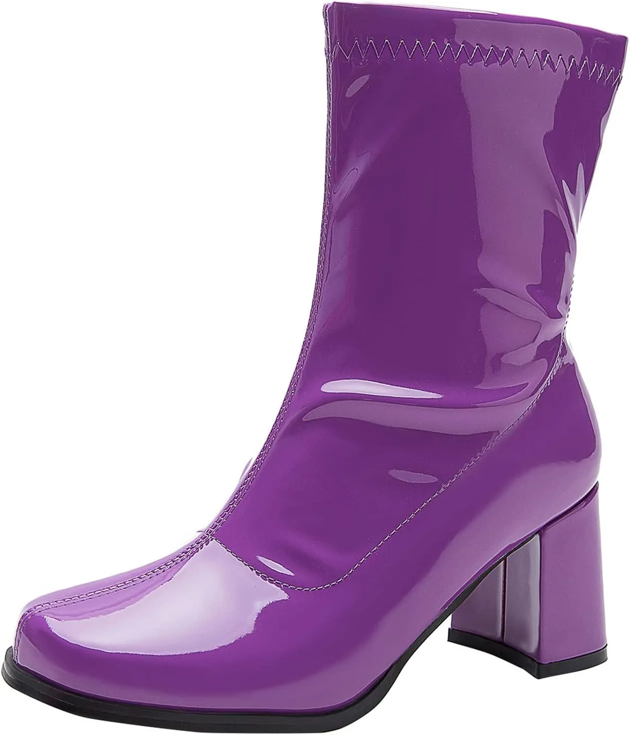 Women's Go Go Boots Mid Calf Block Heel Zipper Boot