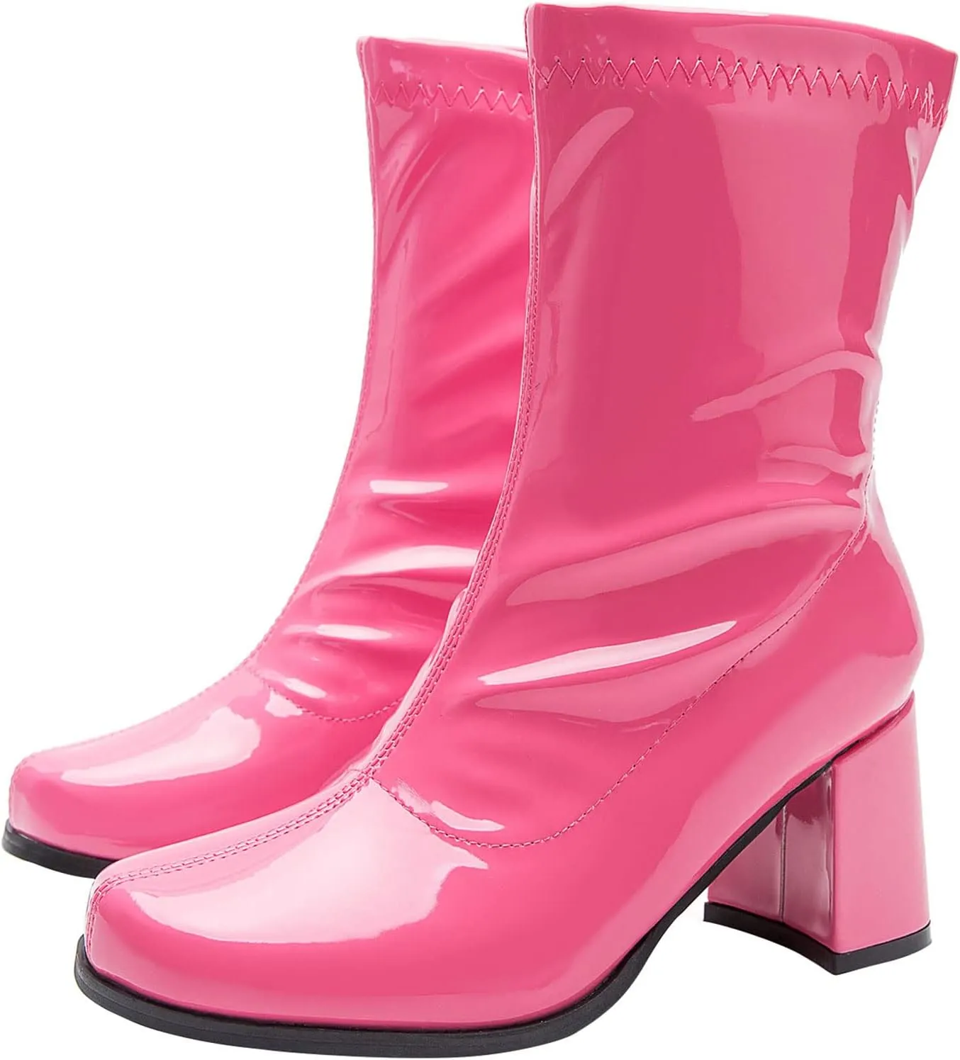 Women's Go Go Boots Mid Calf Block Heel Zipper Boot