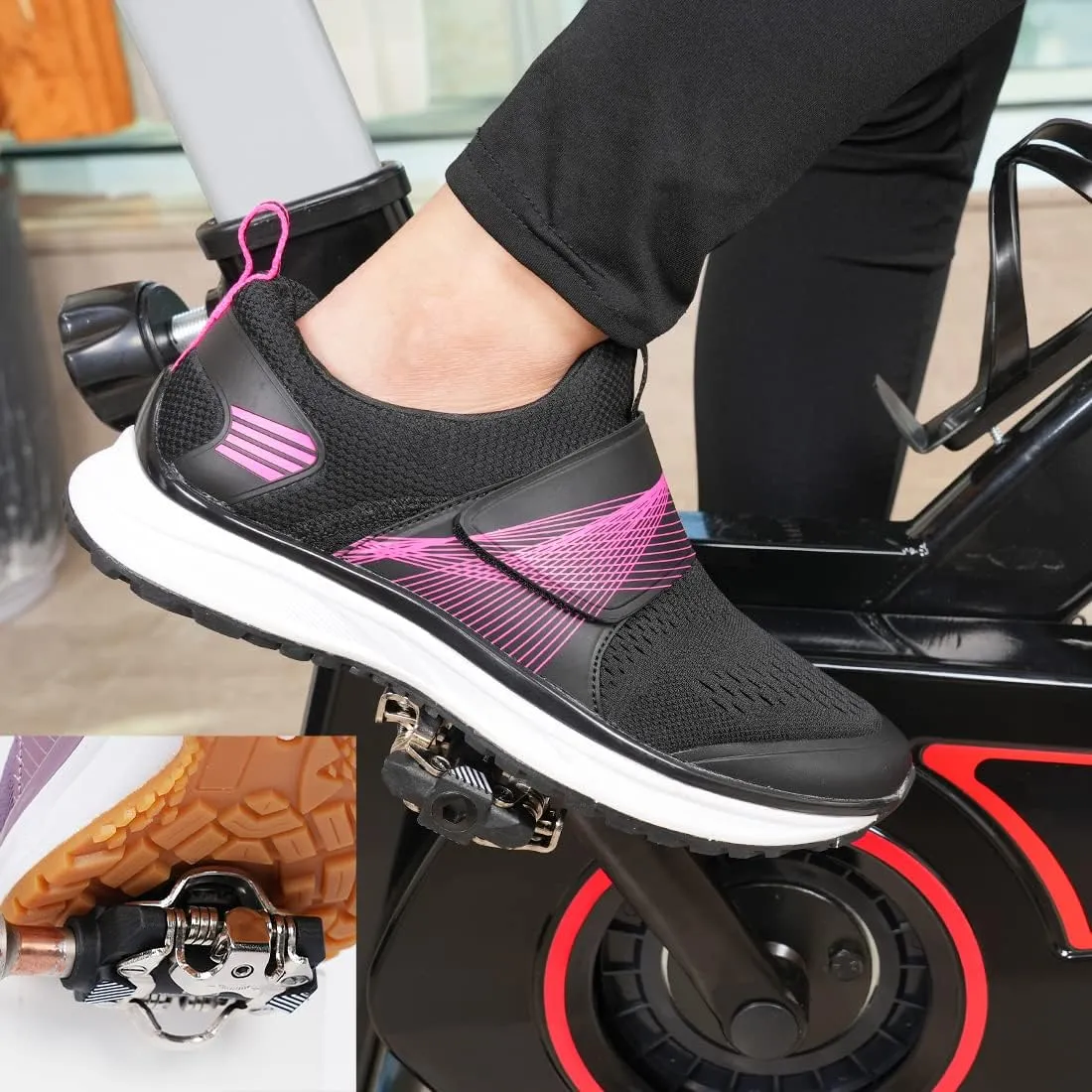 Women’s Indoor Cycling Shoes SPD Cleats Compatible Comfortable and Breathable Road Bike Shoes