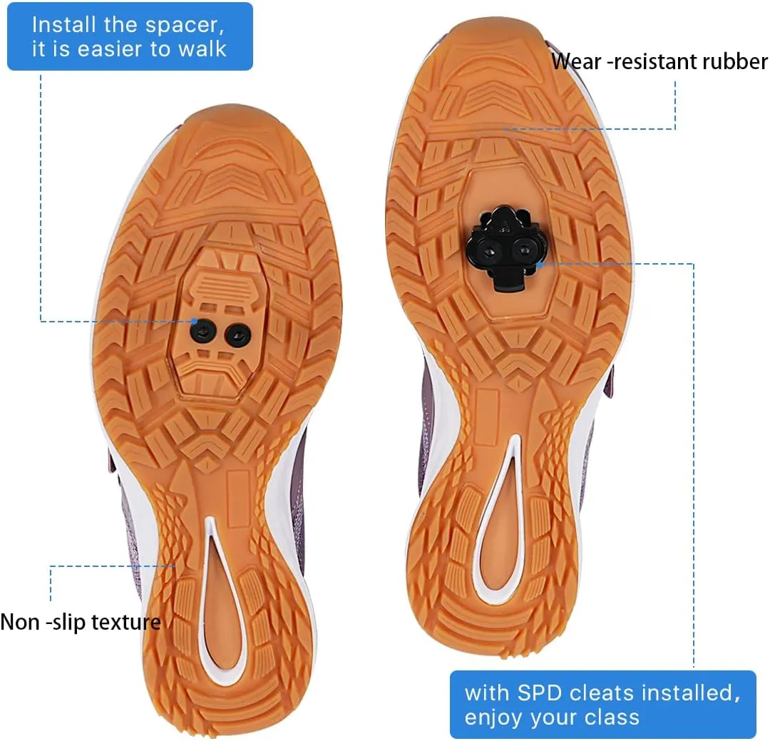 Women’s Indoor Cycling Shoes SPD Cleats Compatible Comfortable and Breathable Road Bike Shoes